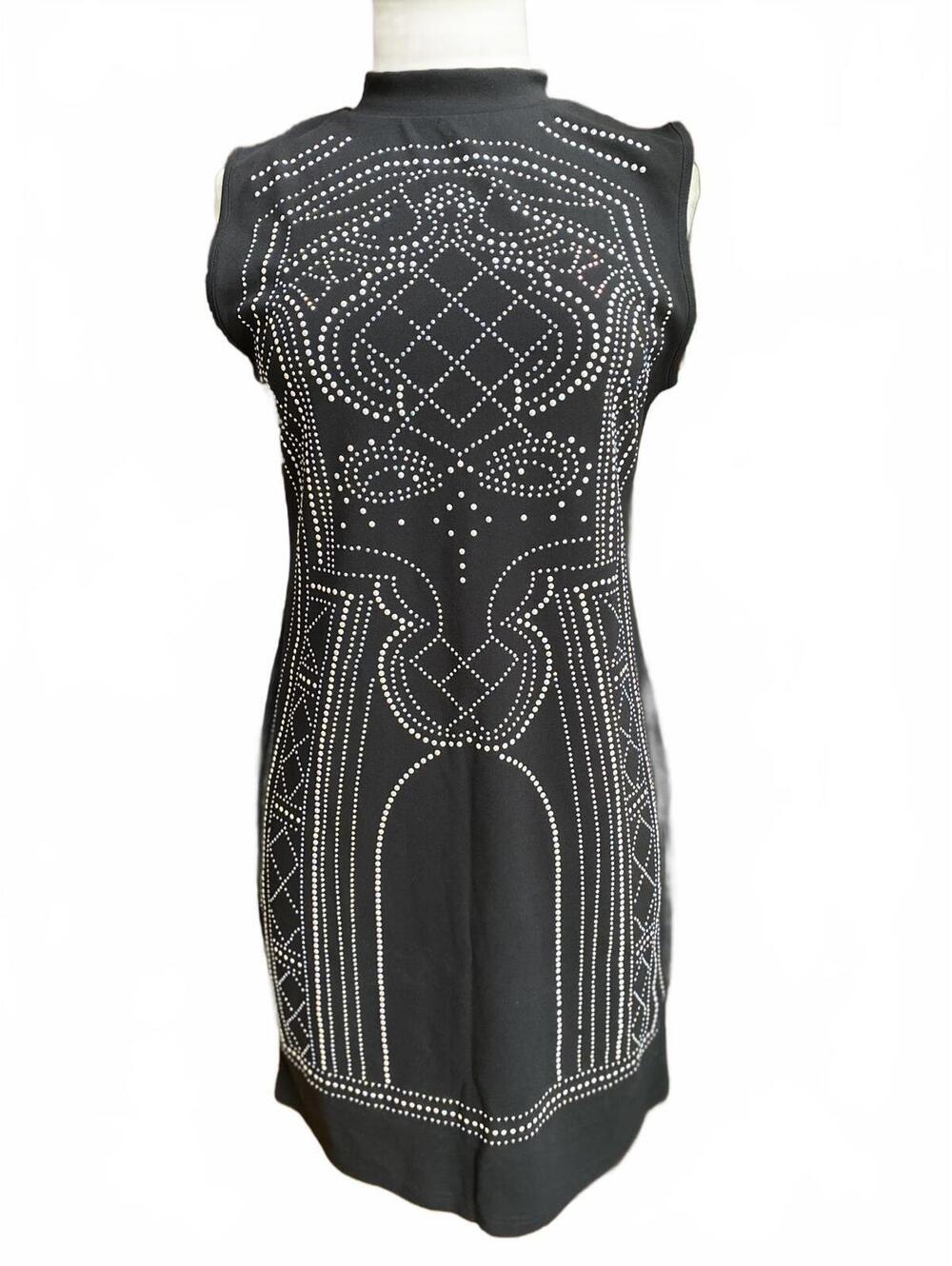 Say What? Black Sleeveless Dress with Studded Geometric Design Size Large
